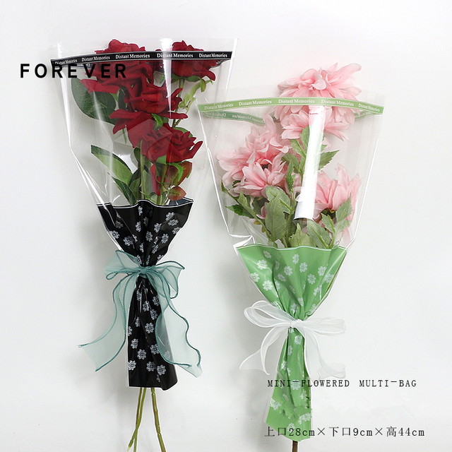 Transparent Waterproof Plastic Flower Bouquet Bag, Single Rose